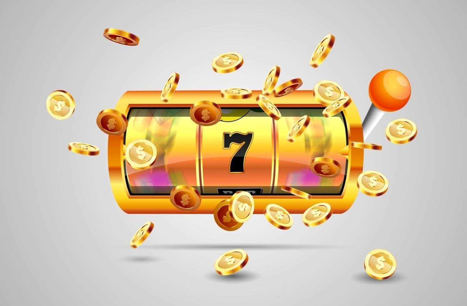 gouden sleuf machine wint de jackpot. vector