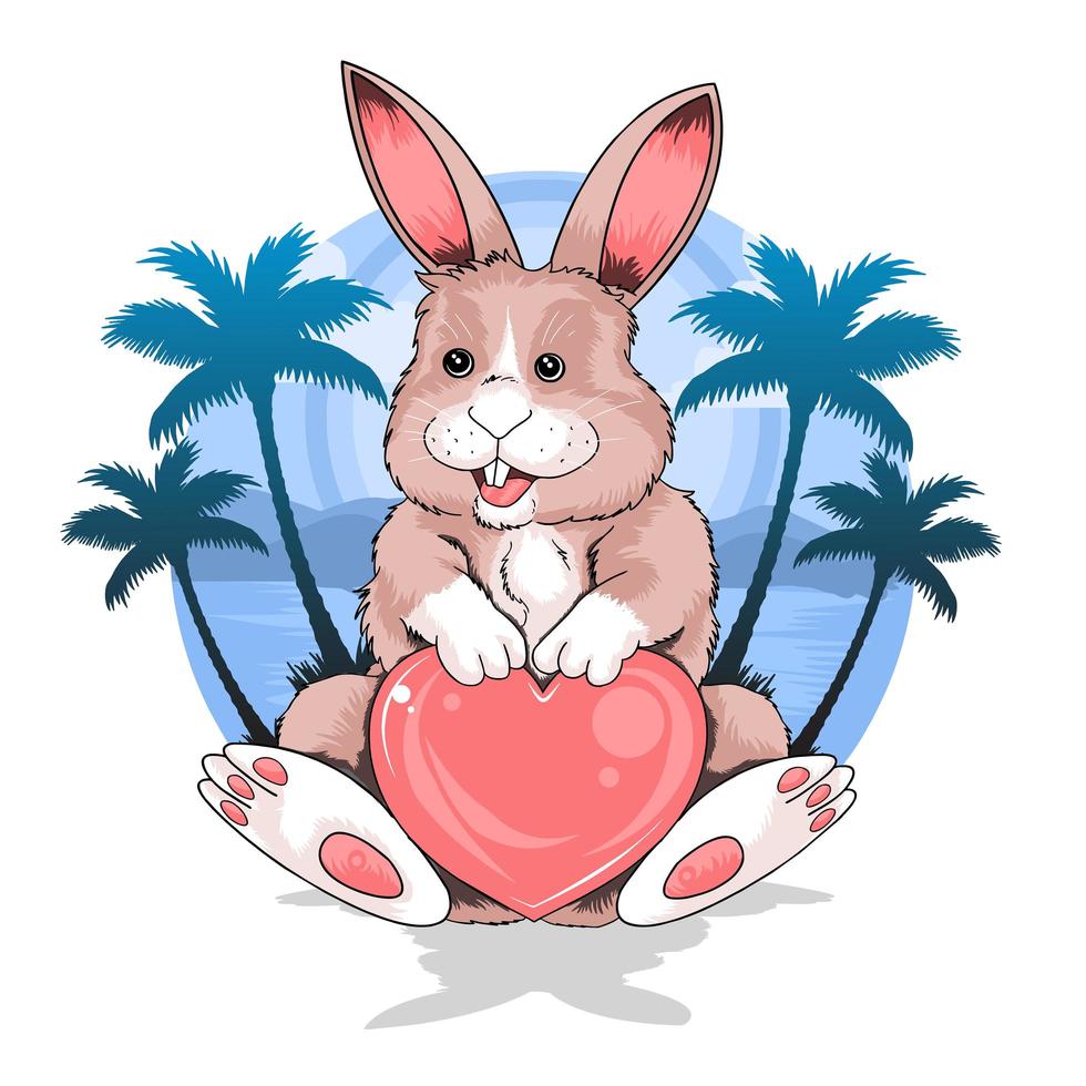 zomer konijn met liefde ontwerp vector