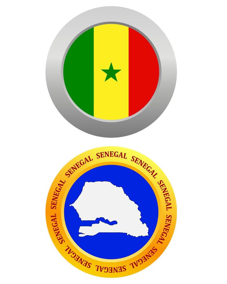 knop net zo een symbool Senegal vlag en kaart Aan een wit achtergrond vector