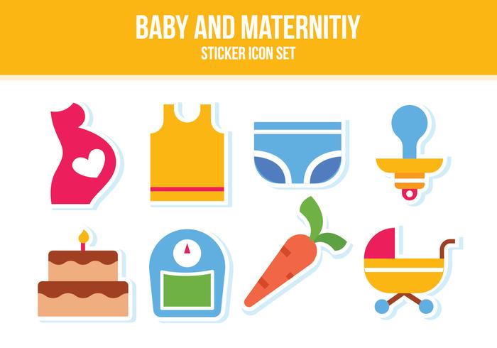 Gratis Baby en Moederschap Sticker Icon Set vector