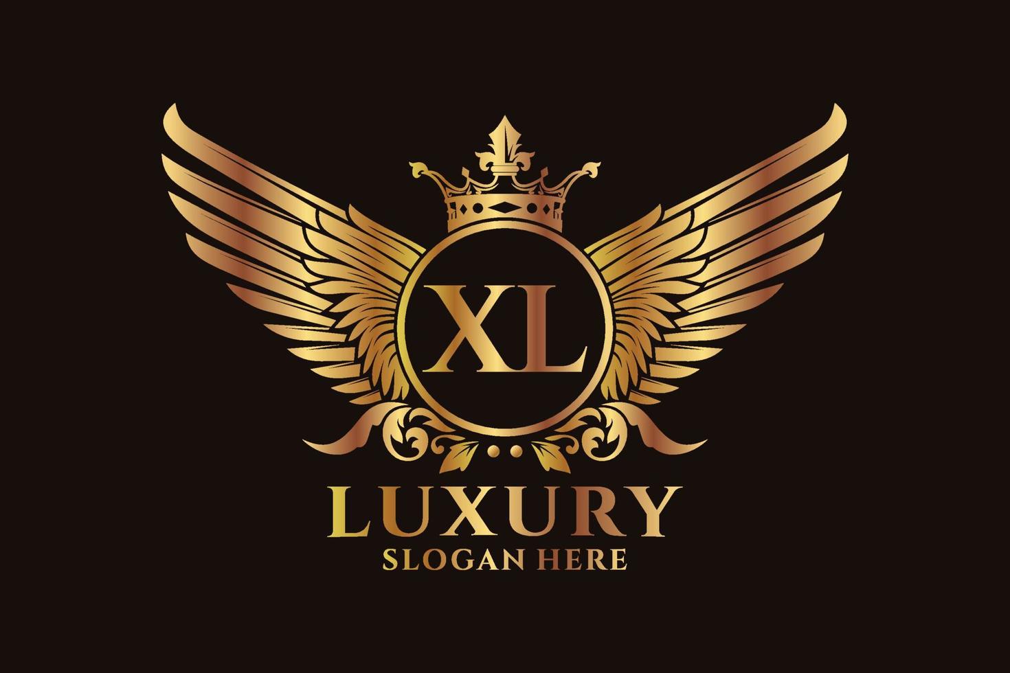 luxe Koninklijk vleugel brief xl kam goud kleur logo vector, zege logo, kam logo, vleugel logo, vector logo sjabloon.