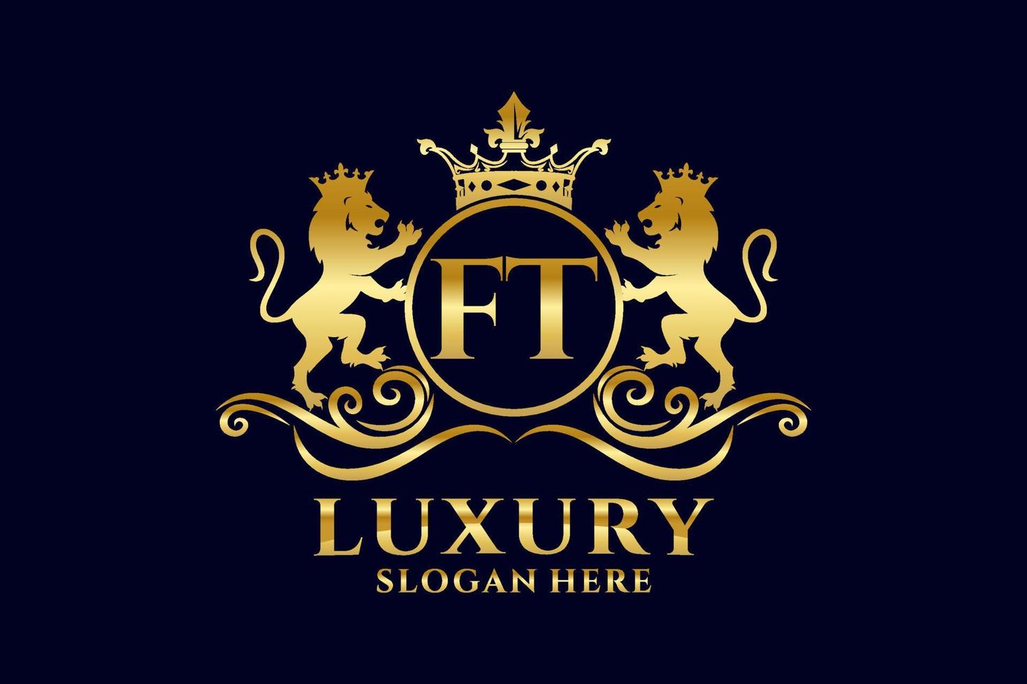 eerste ft brief leeuw Koninklijk luxe logo sjabloon in vector kunst voor luxueus branding projecten en andere vector illustratie.