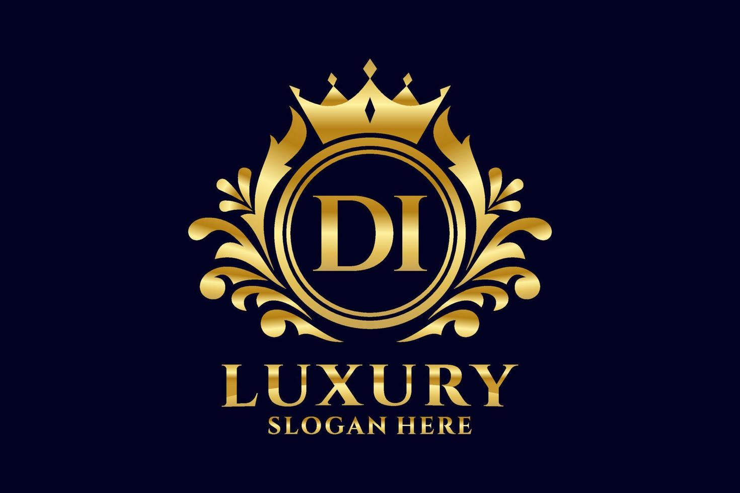 eerste di brief Koninklijk luxe logo sjabloon in vector kunst voor luxueus branding projecten en andere vector illustratie.