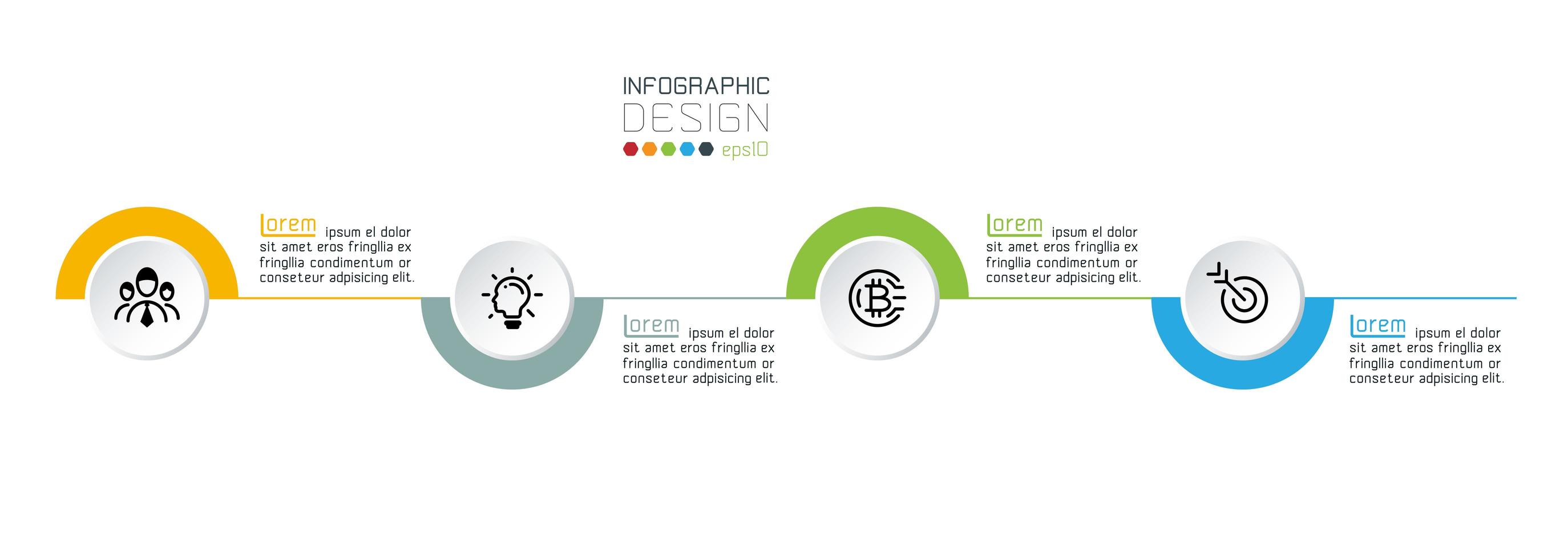 kleurrijke halve cirkel infographic presentatie vector