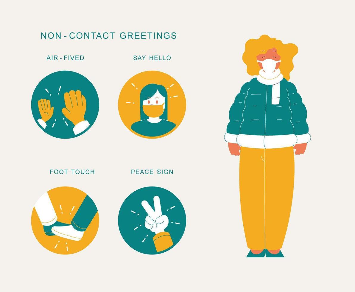 non-contact groeten infographic vector