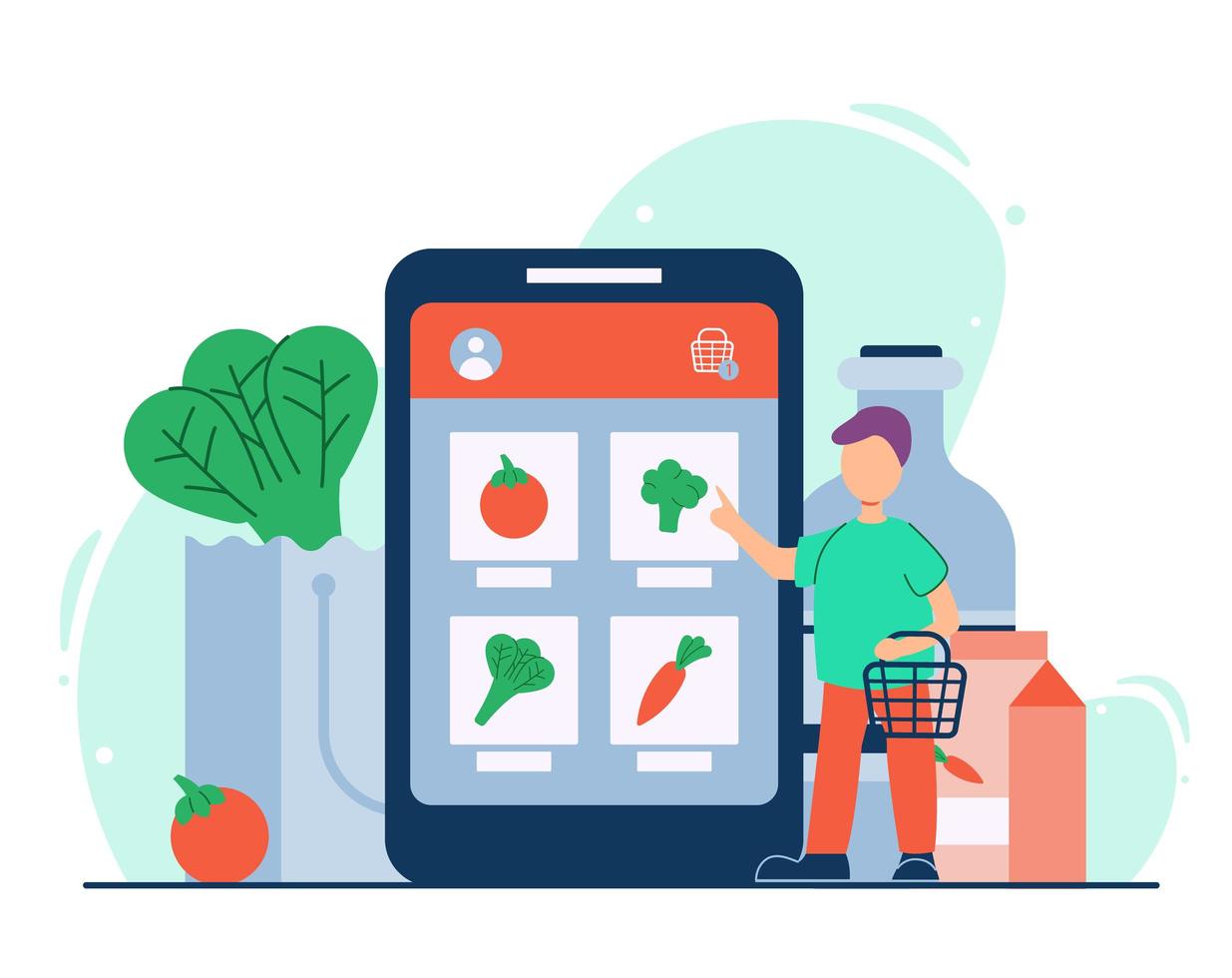 online boodschappen concept vector