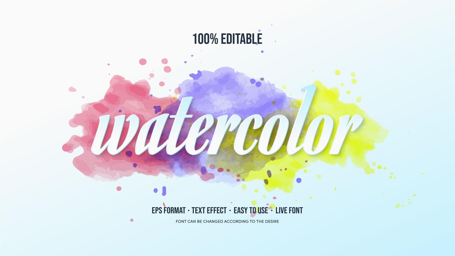 teksteffect met kleurrijke aquarel vector
