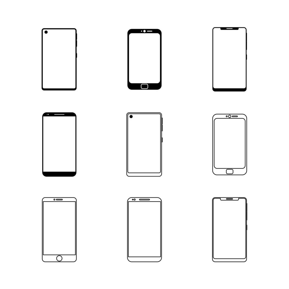 stel lijngetekende telefoons in vector