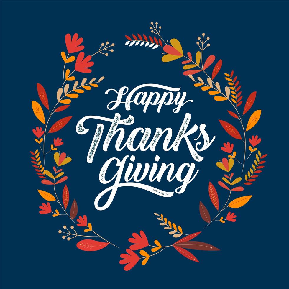 happy thanksgiving typografie poster met blad frame vector