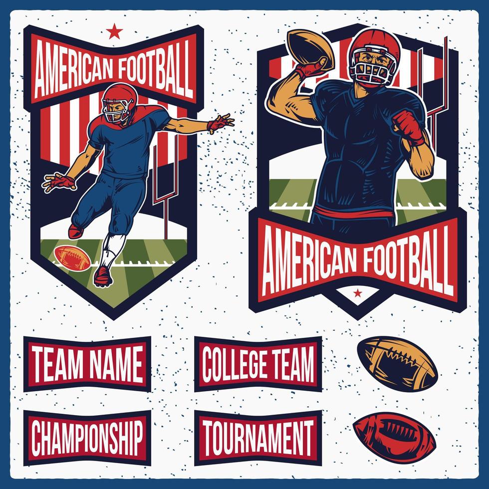 retro Amerikaanse voetbal emblemen en elementen vector