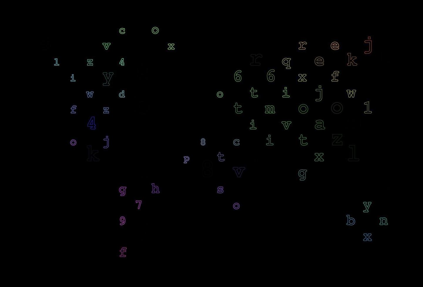 donker veelkleurig, regenboog vectorpatroon met abc-symbolen. vector
