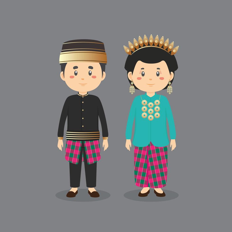 personages die traditionele kleding van Zuid-Sulawesi dragen vector