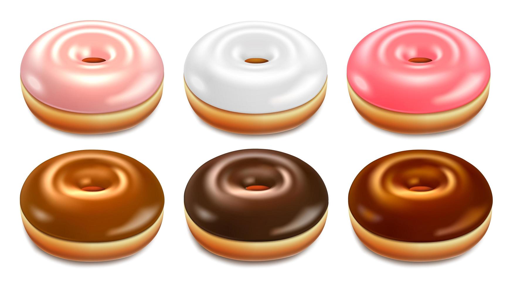 roze, witte, bruine donuts set vector