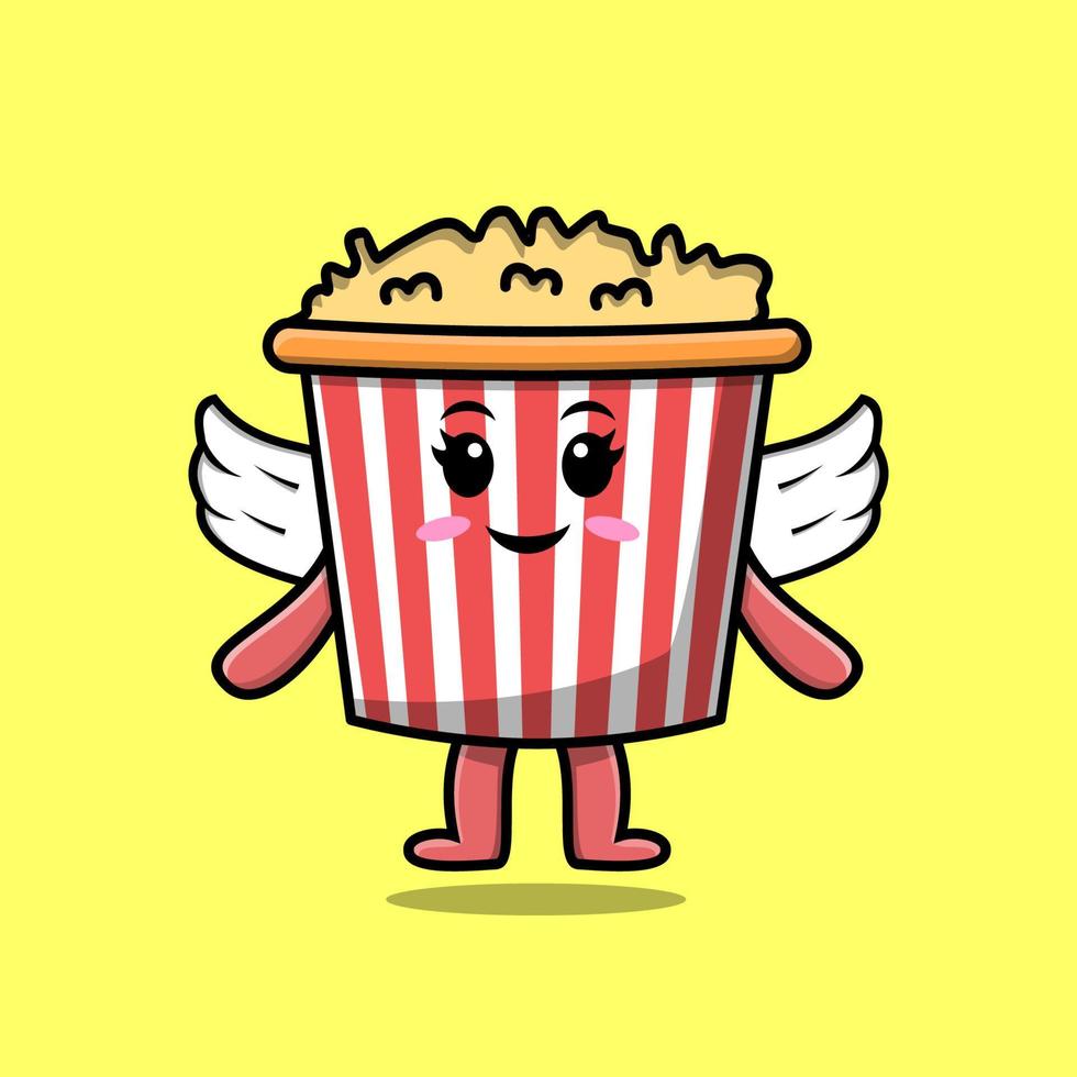 schattig tekenfilm popcorn karakter vervelend Vleugels vector