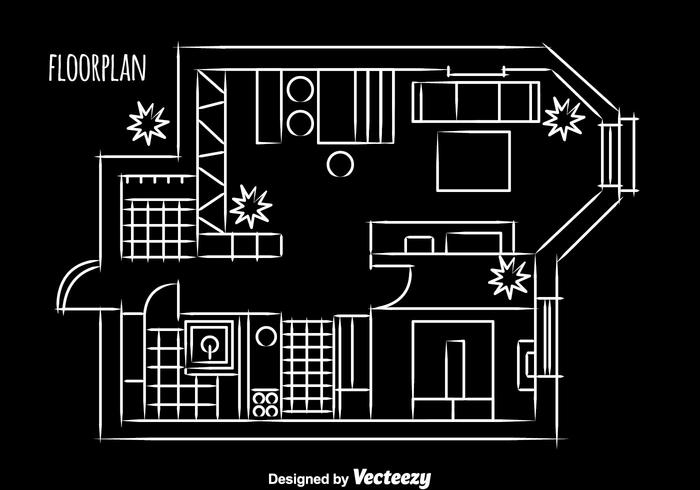 Huis Vloerplan Ontwerp vector