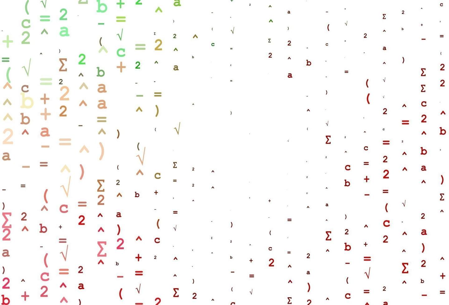 lichtgroene, rode vectorachtergrond met algebra-elementen. vector