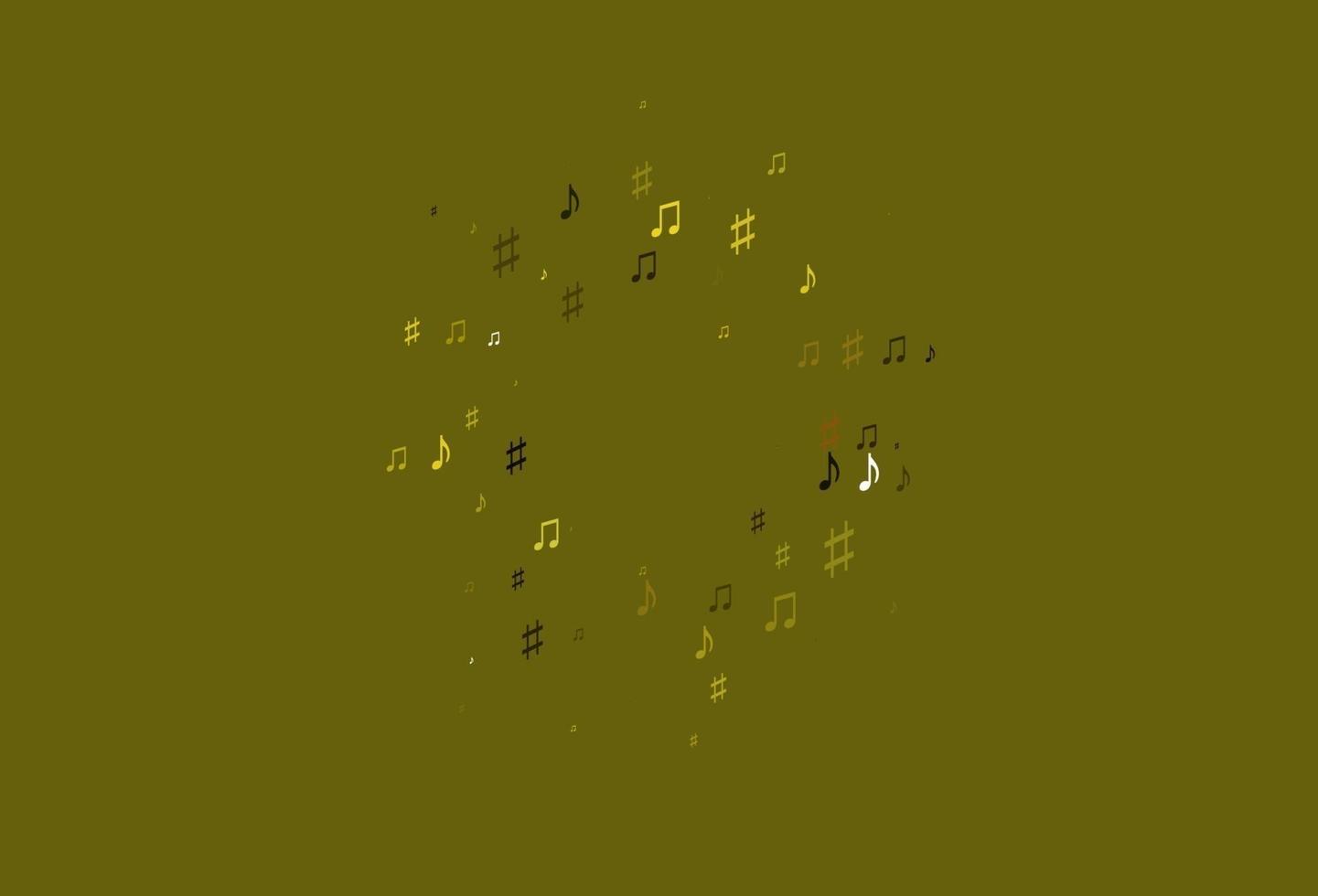 lichtoranje vectorachtergrond met muzieksymbolen. vector