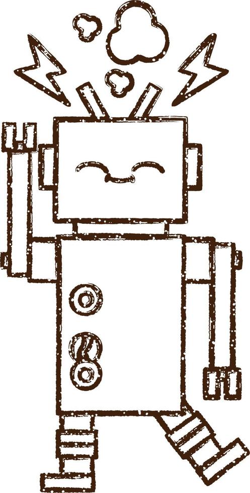 dansen robot houtskool tekening vector