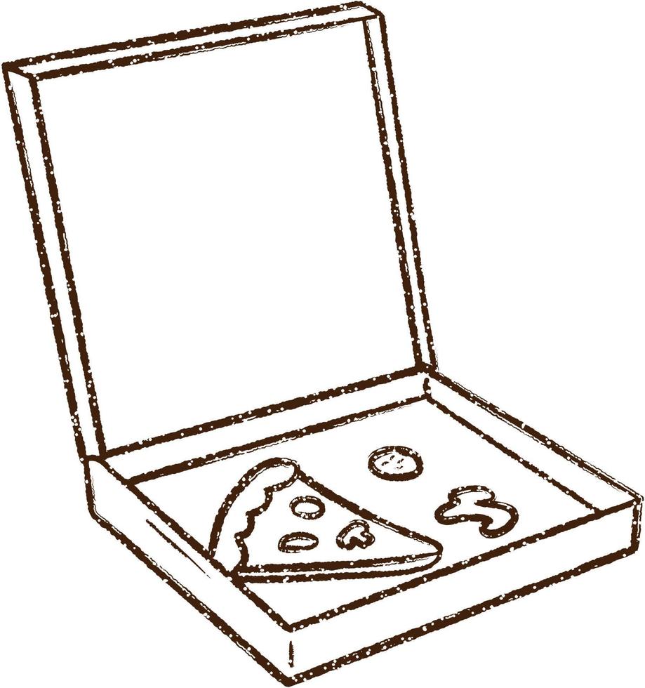 pizza houtskool tekening vector