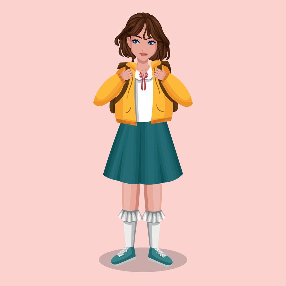 mooi meisje in school- kleren vector