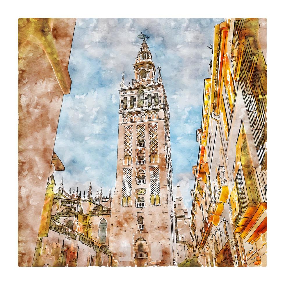 Sevilla Spanje aquarel schets hand getekende illustratie vector