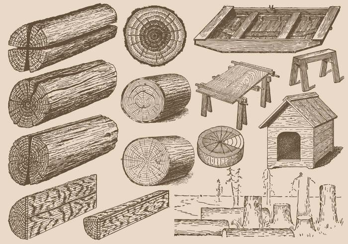 Vintage Hout Logs vector