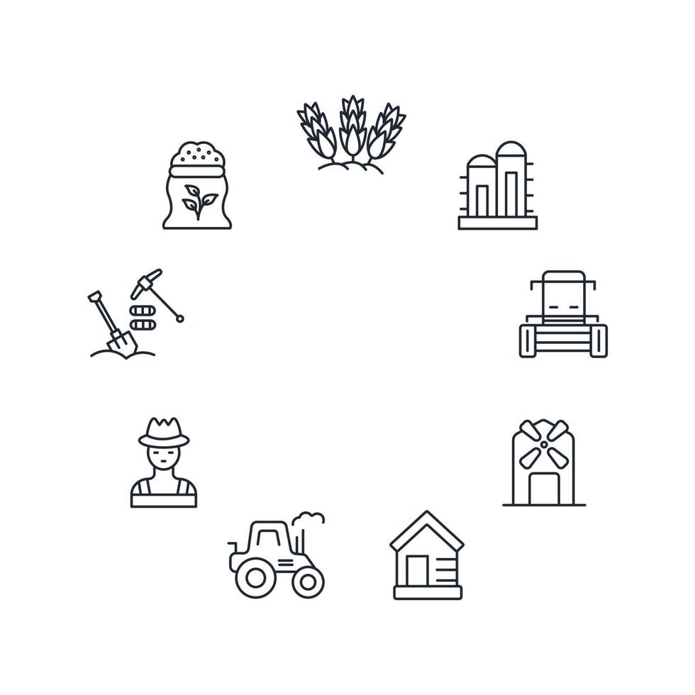 boerderij en landbouw pictogrammen reeks . boerderij en landbouw pak symbool vector elementen voor infographic web