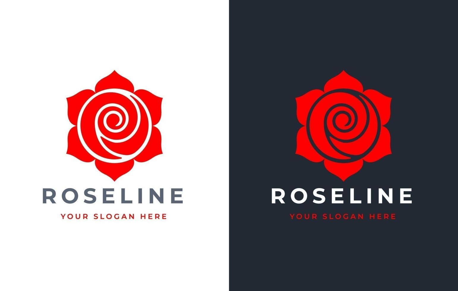 rood roos bloem logo ontwerp in wit en zwart achtergrond vector