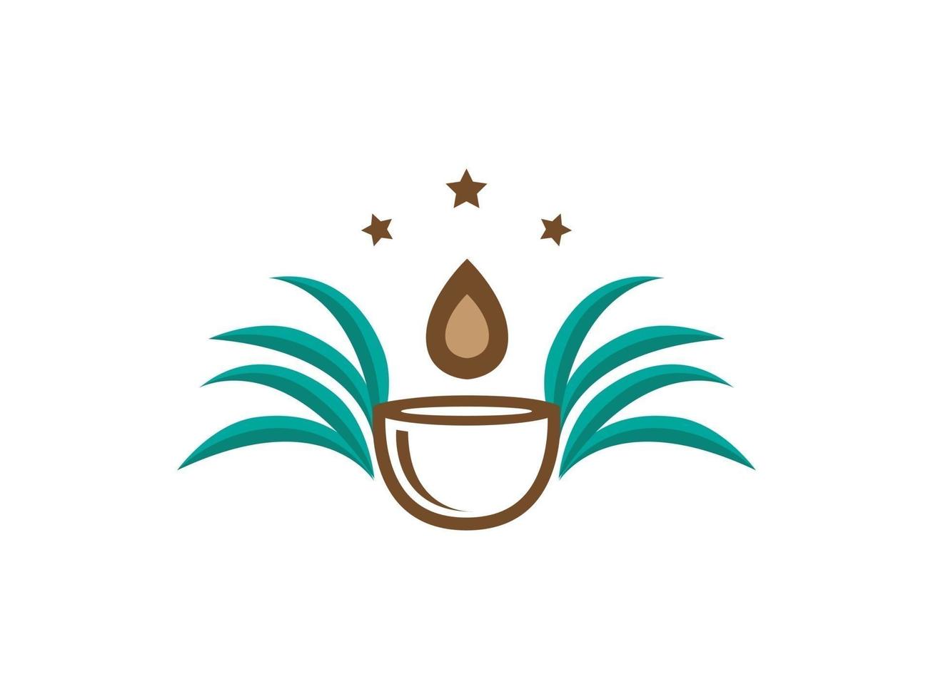 kokosnoot olie en blad logo illustratie vector