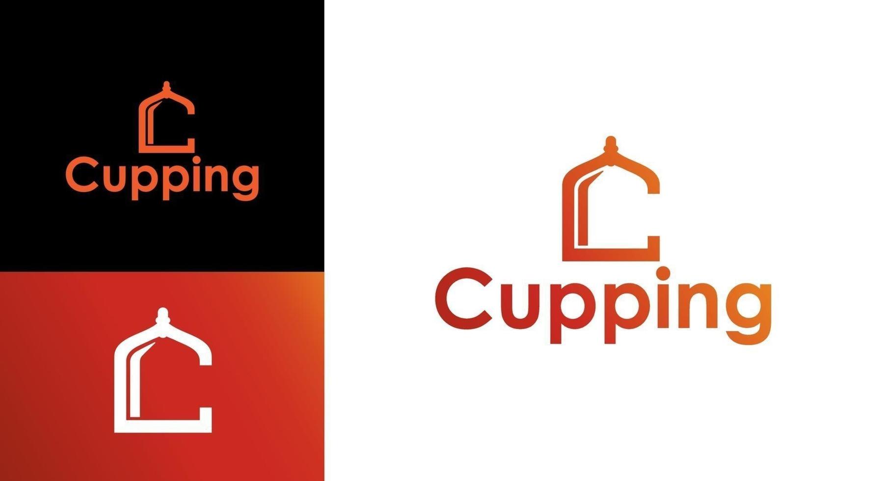 brief c cupping behandeling logo sjabloon vector