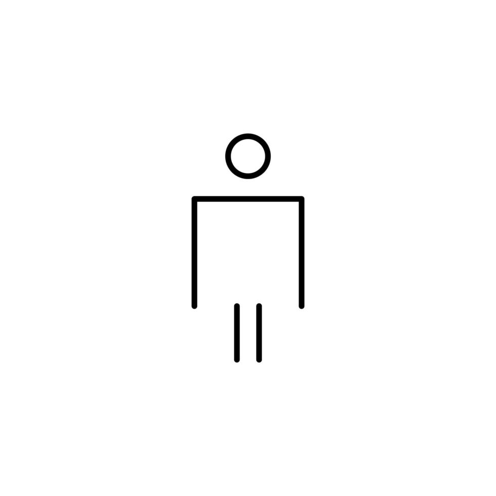 Mens lineair abstract icoon. mannetje teken voor toilet. jongen wc pictogram voor badkamer. vector toilet symbool geïsoleerd