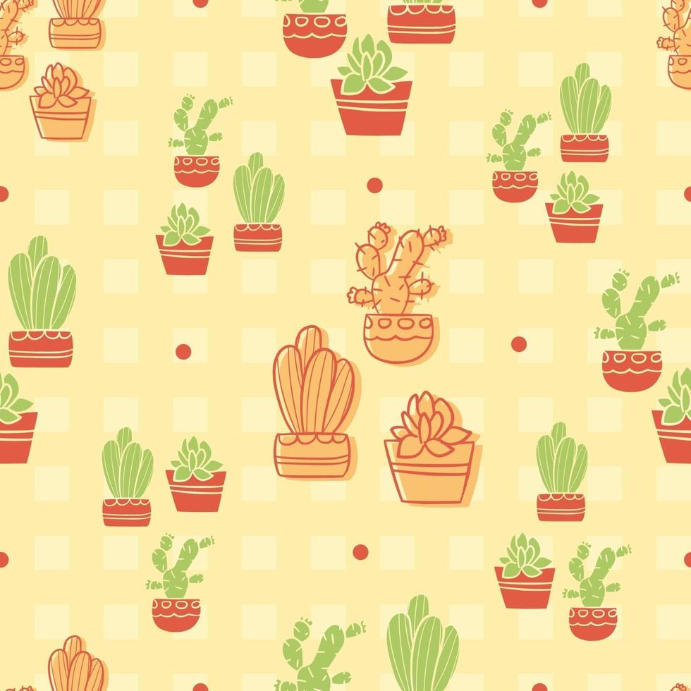 schattig cactus fabriek naadloos patroon vector