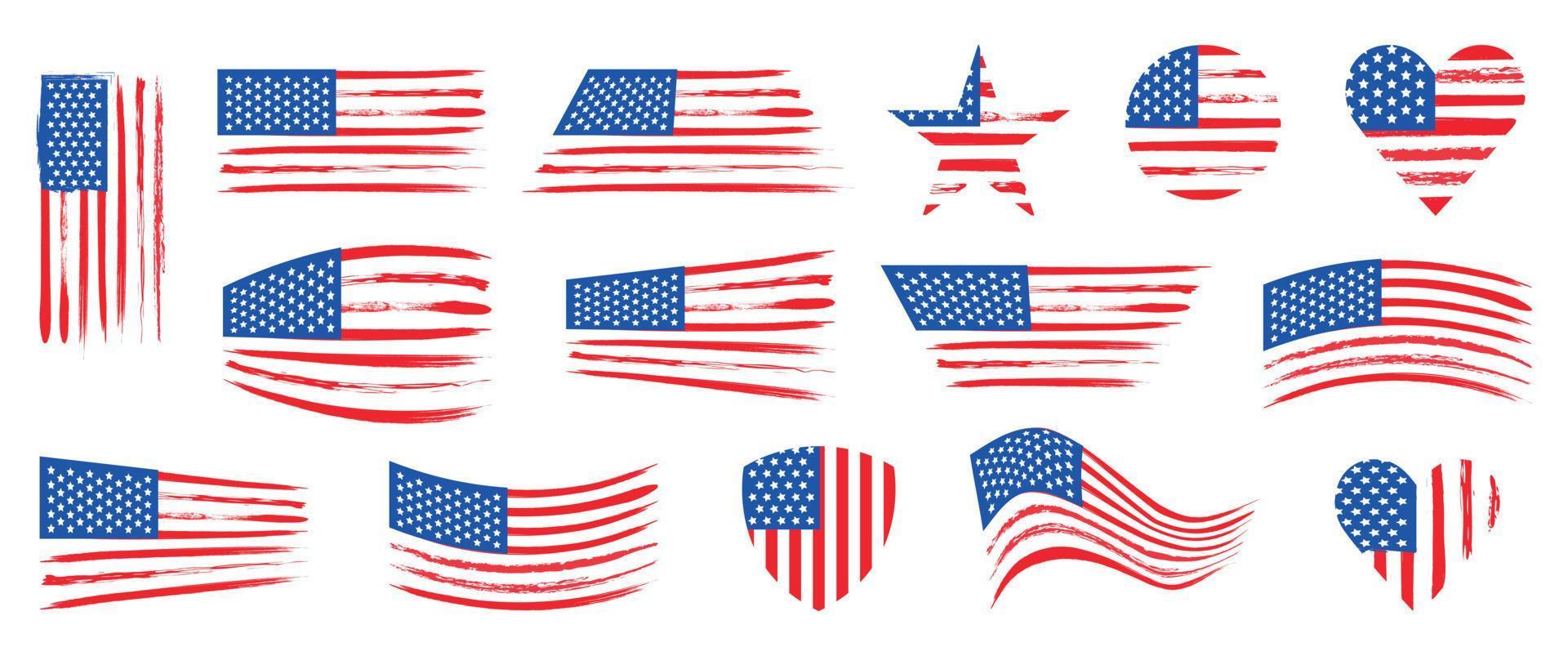 reeks van Amerikaans vlaggen vector
