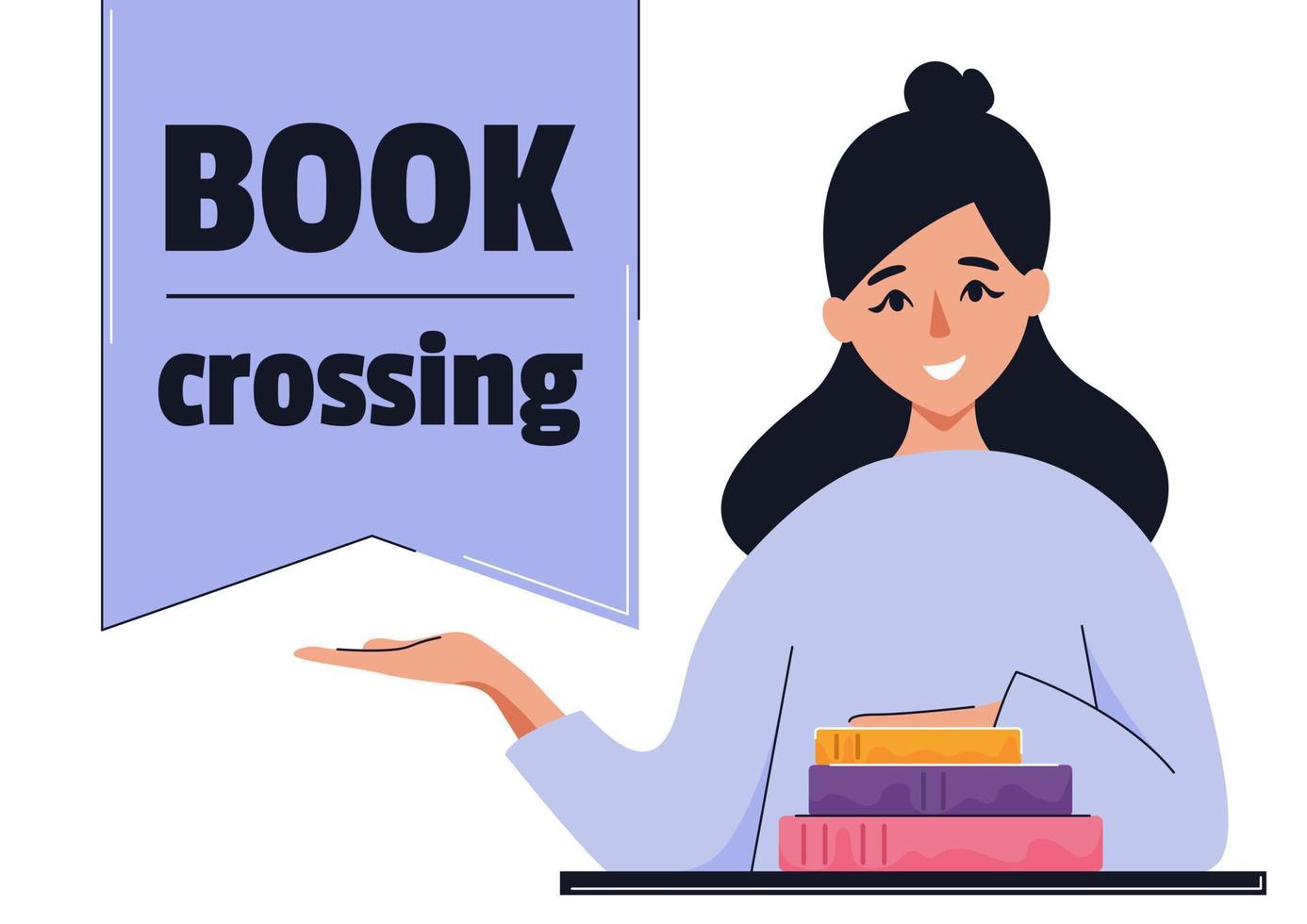 bookcrossing dag spandoek. concept van uitwisseling boeken, opleiding, lezing, ontwikkeling. geïsoleerd vector illustratie.