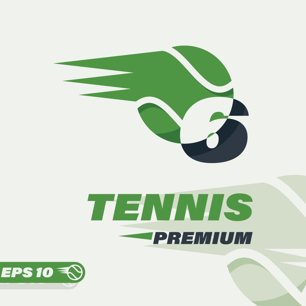 tennis bal numeriek 6 logo vector