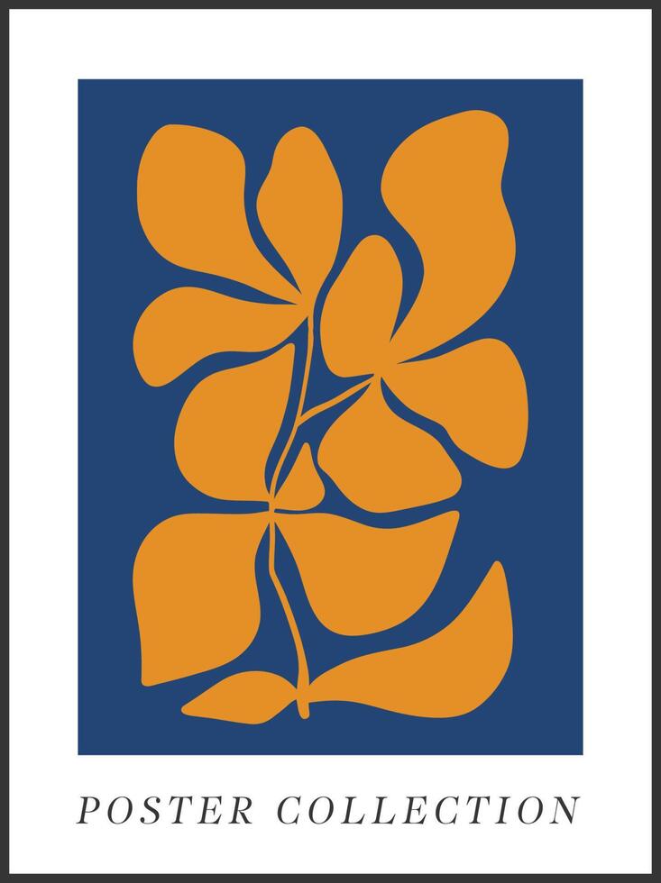 abstract bloemen posters sjabloon. modern modieus matisse minimaal stijl. hand- getrokken ontwerp voor behang, muur decor, afdrukken, ansichtkaart, omslag, sjabloon, spandoek. vector