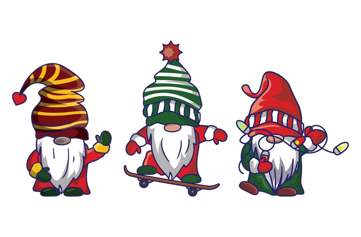 bundel van vrolijk Kerstmis schattig kabouters de kerstman claus kostuum tekenfilm illustratie banier ontwerp. vector