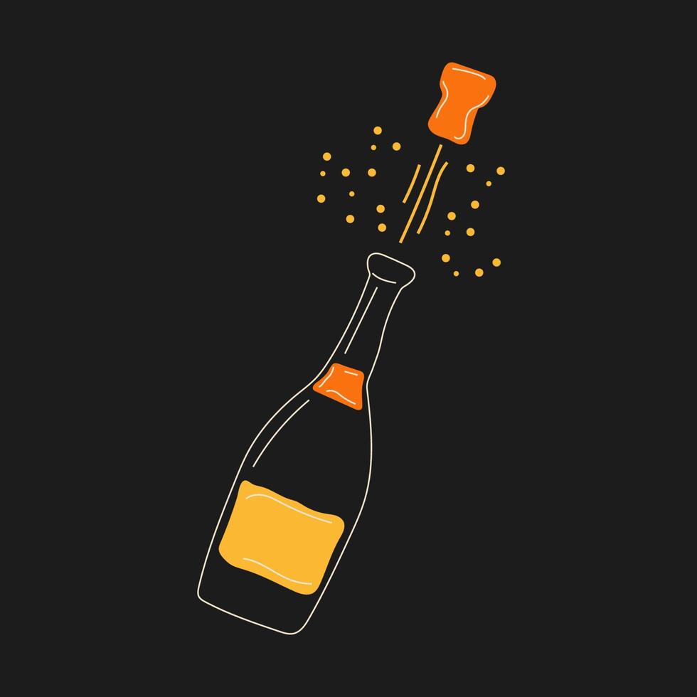 Champagne fles. vector in tekenfilm stijl. allemaal elementen zijn geïsoleerd
