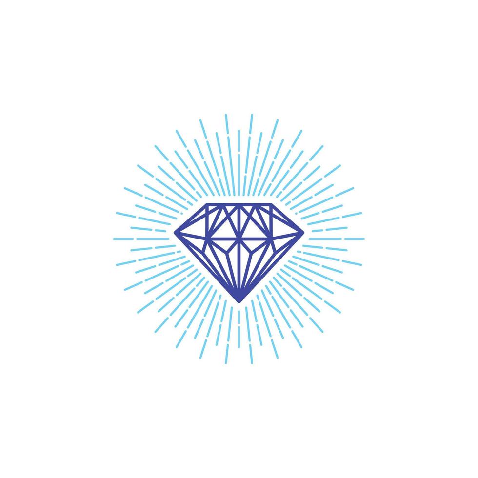 creatief diamant steen logo en icoon ontwerp sjabloon. gemakkelijk vlak vector illustratie van blauw sprankelend glas schoonheid kristal, edelsteen sieraden. minimalistische lijn kunst een symbool van luxe. wit achtergrond.