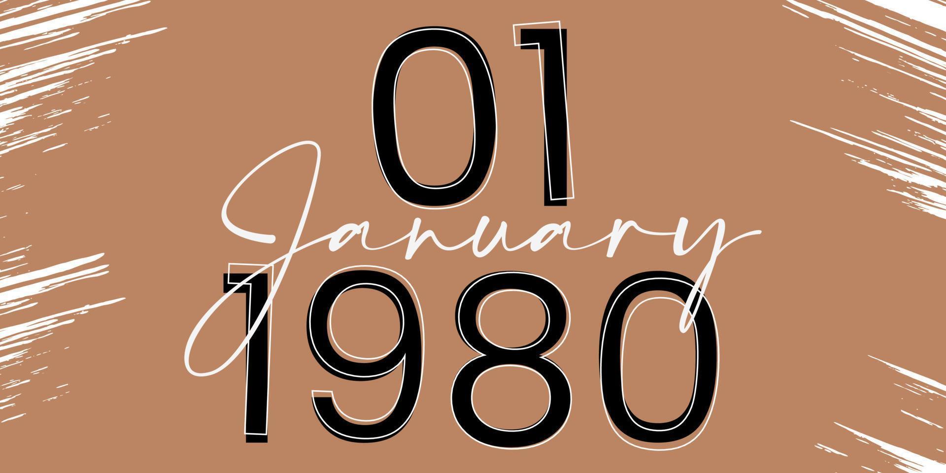 01 januari 1980 tekst met abstract achtergrond vector