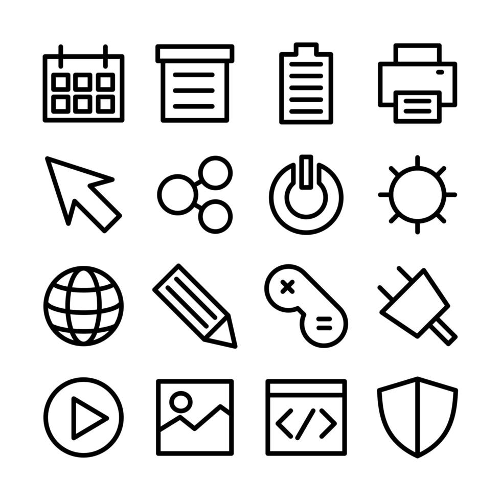 lijn icon set gerelateerde gebruikersinterface vector