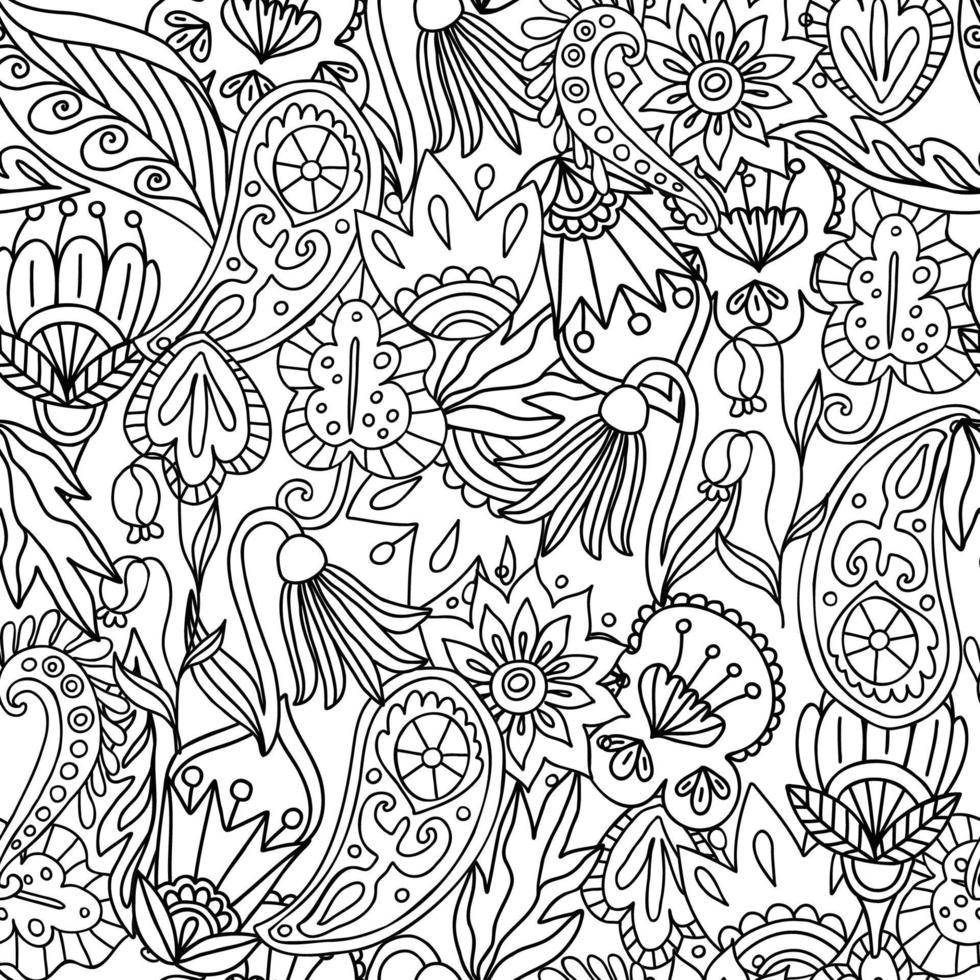 paisley lijn kunst decoratief naadloos patroon. oosters achtergrond voor textiel of omhulsel papier. hand- getrokken vector illustratie