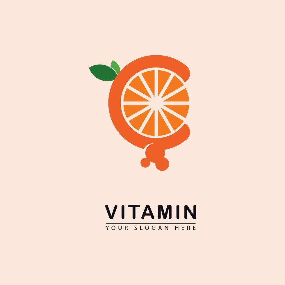 abstract oranje vitamine c logo icoon vector