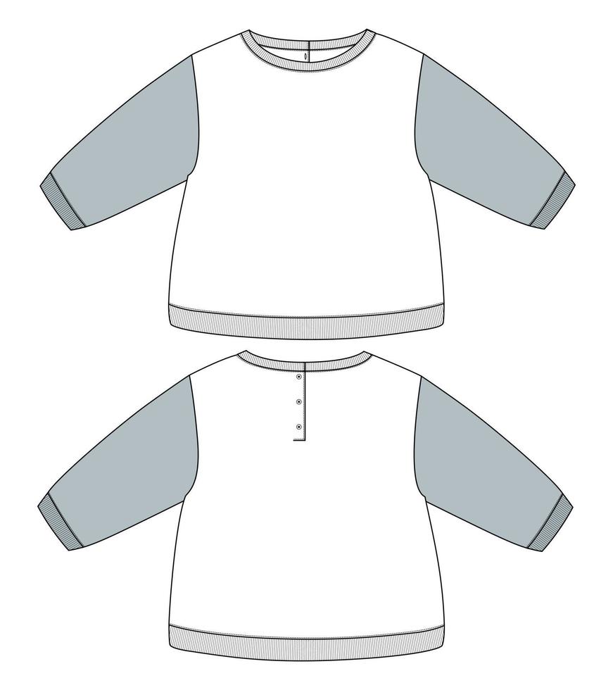 lang mouw sweater technisch mode vlak schetsen vector illustratie sjabloon voor kinderen.