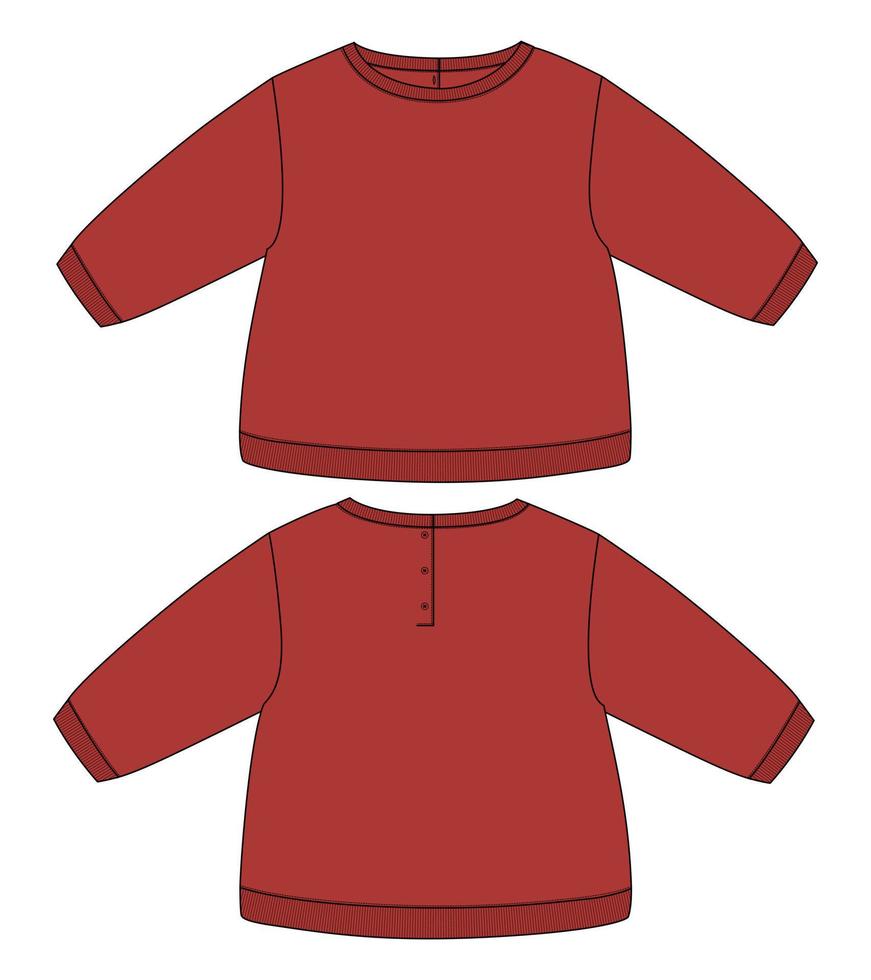 lang mouw sweater technisch mode vlak schetsen vector illustratie sjabloon voor kinderen.