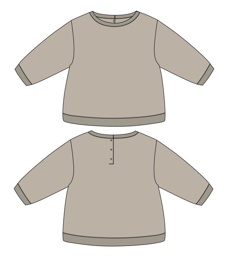 lang mouw sweater technisch mode vlak schetsen vector illustratie sjabloon voor kinderen.