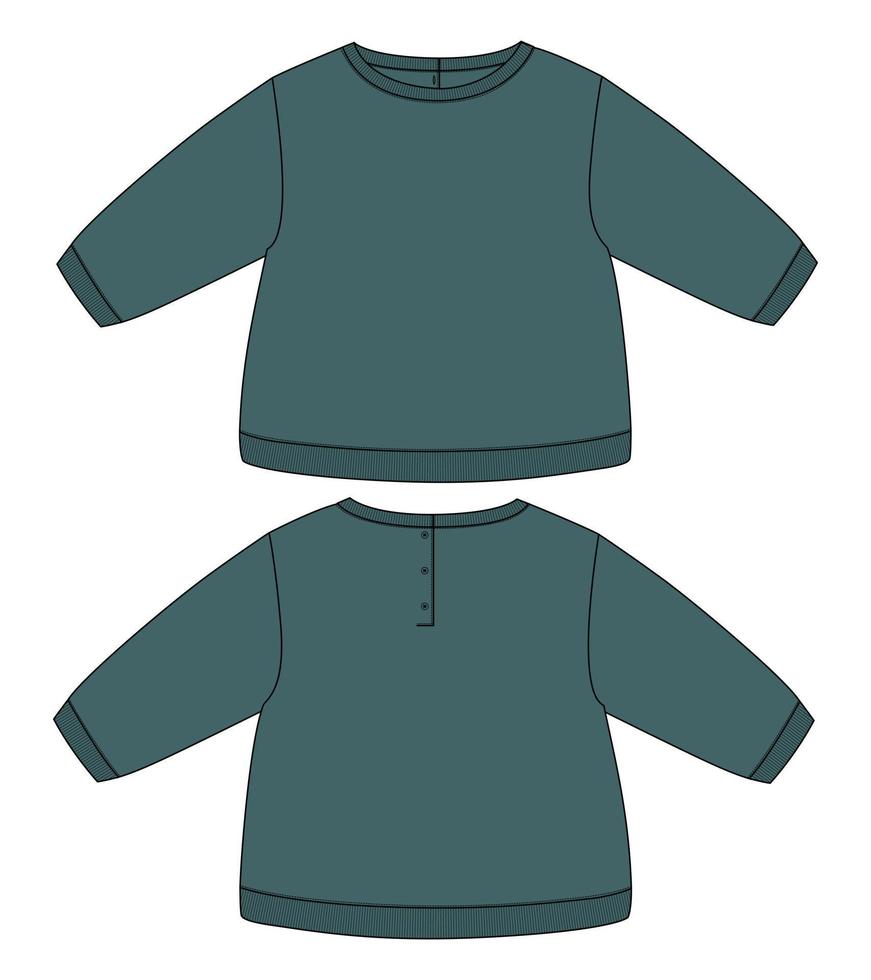 lang mouw sweater technisch mode vlak schetsen vector illustratie sjabloon voor kinderen.