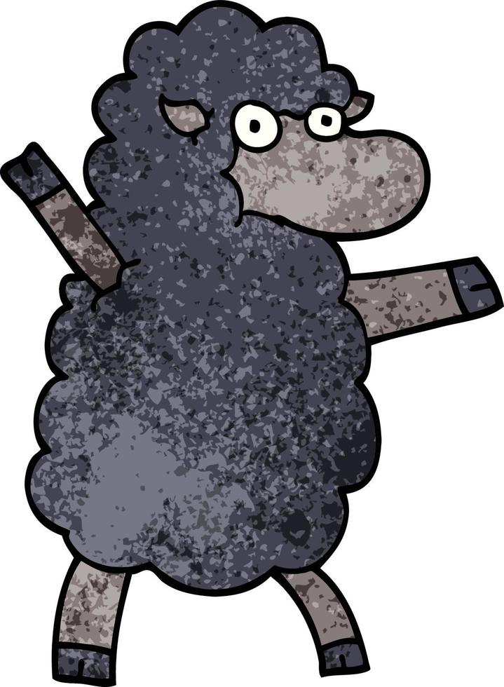 cartoon doodle zwart schaap vector