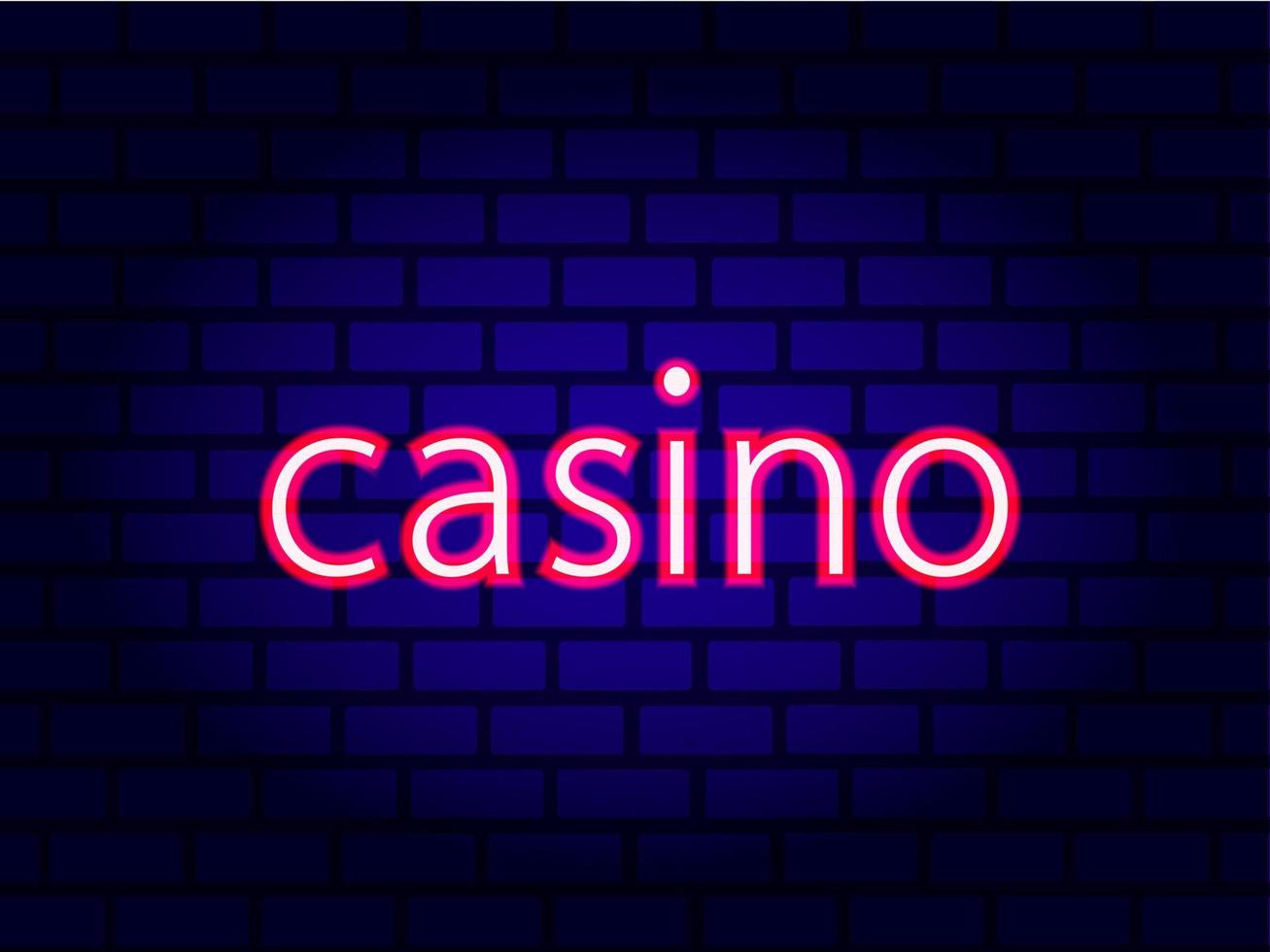 casino neon teken illustratie Aan steen muur achtergrond. vector licht banier of helder uithangbord ontwerp.