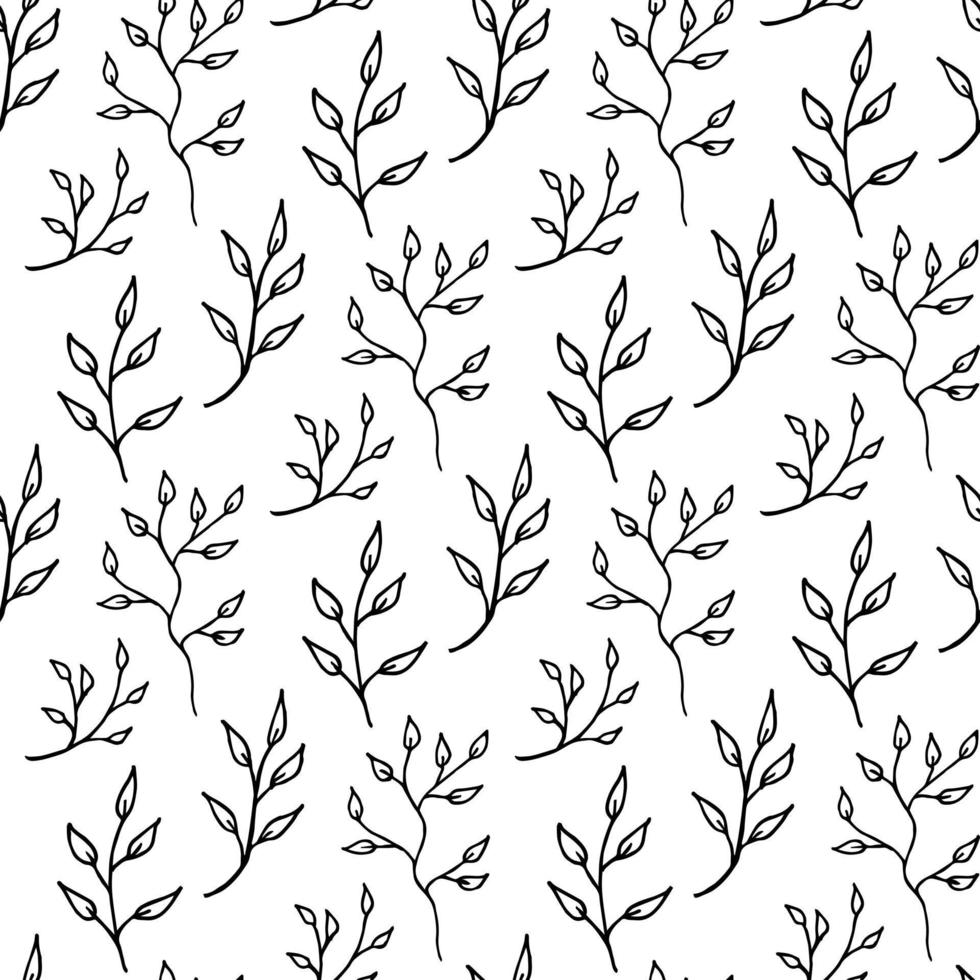 naadloos patroon met zwart en wit tekening takken Aan wit achtergrond. vector afbeelding.